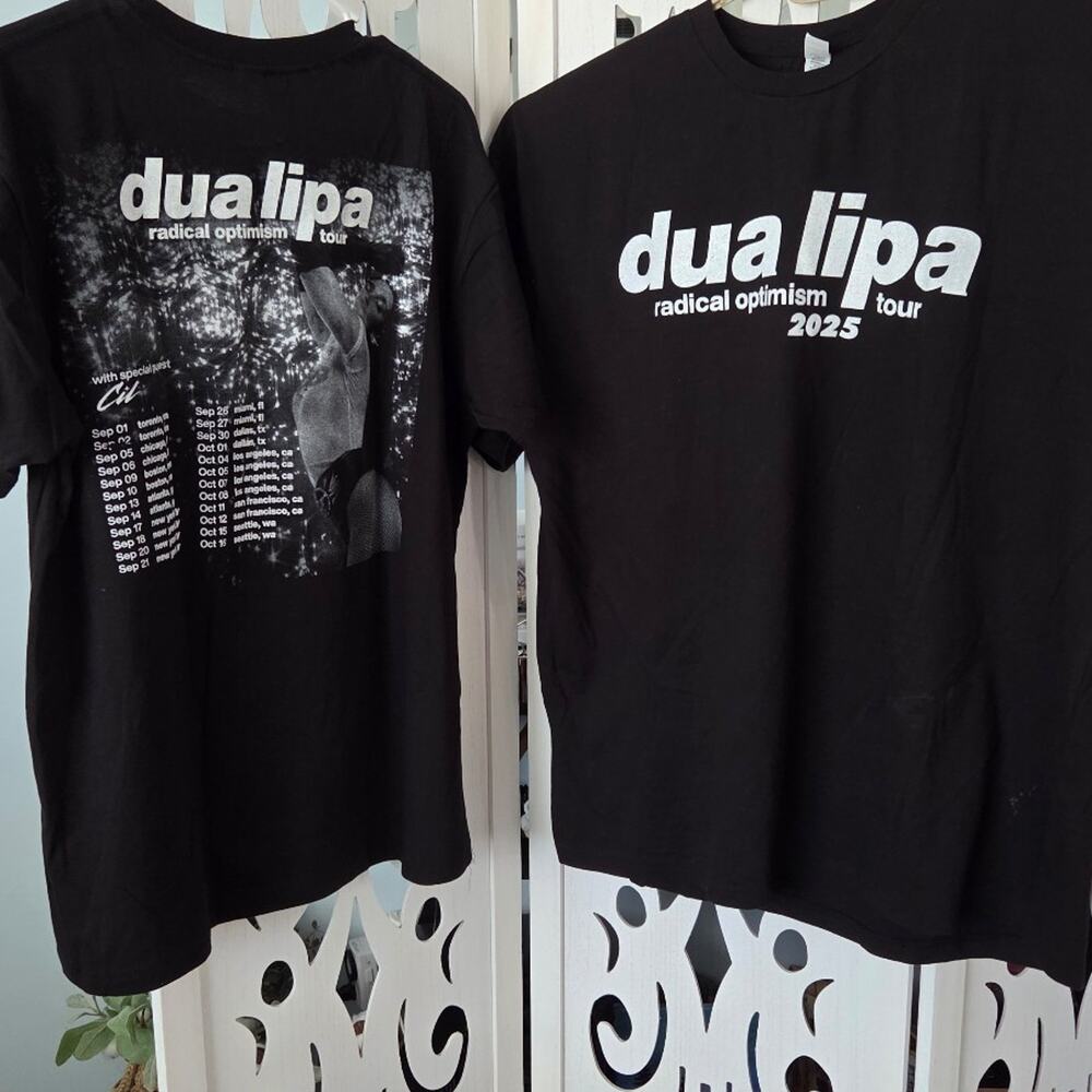 Dua Lipa Radical Optimism Tour Shirt Mens 2XL NWOT Concert Merch Black Tee 2025